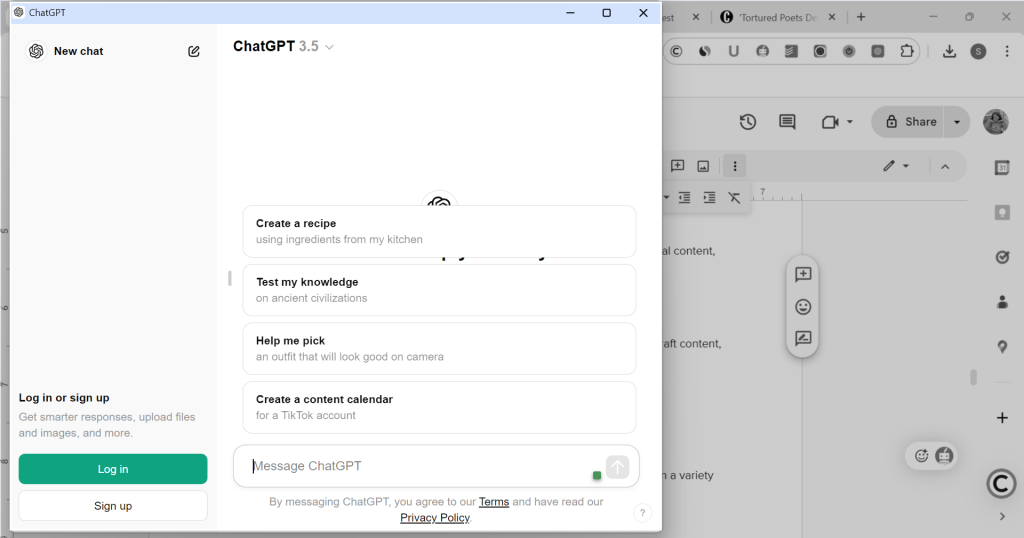 Screenshot for ChatGPT as one of the 10 Best Chrome Extensions for Productivity