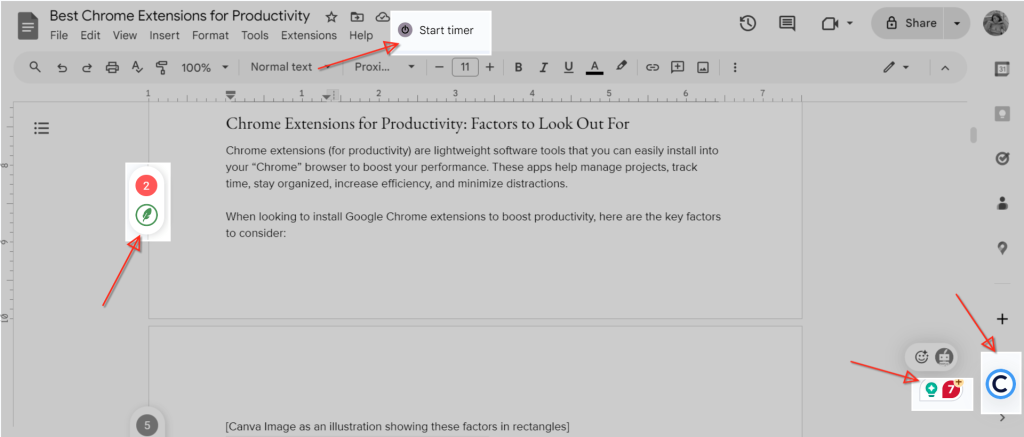 The best Chrome extensions for productivity integrated with Google Docs. 