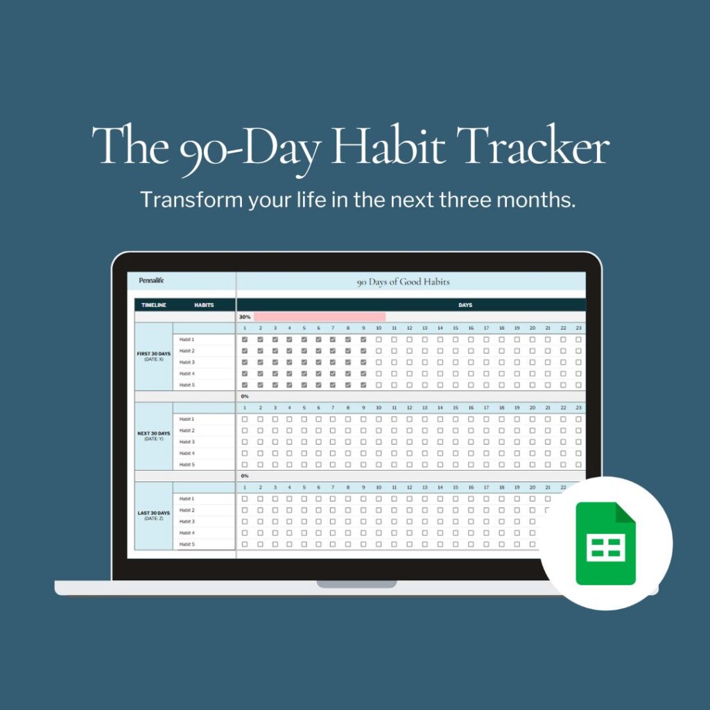 Free 90 day habit tracker template