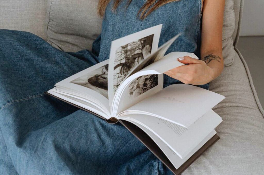 Woman reading a book as one of self-improvement artist date ideas